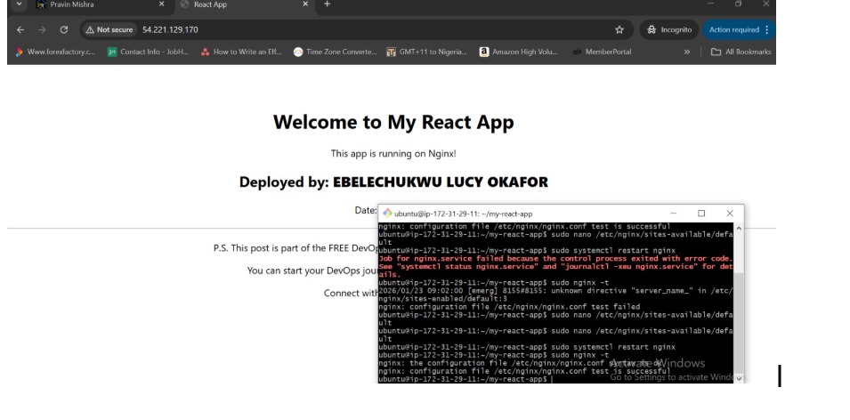 Static Nginx site live in browser